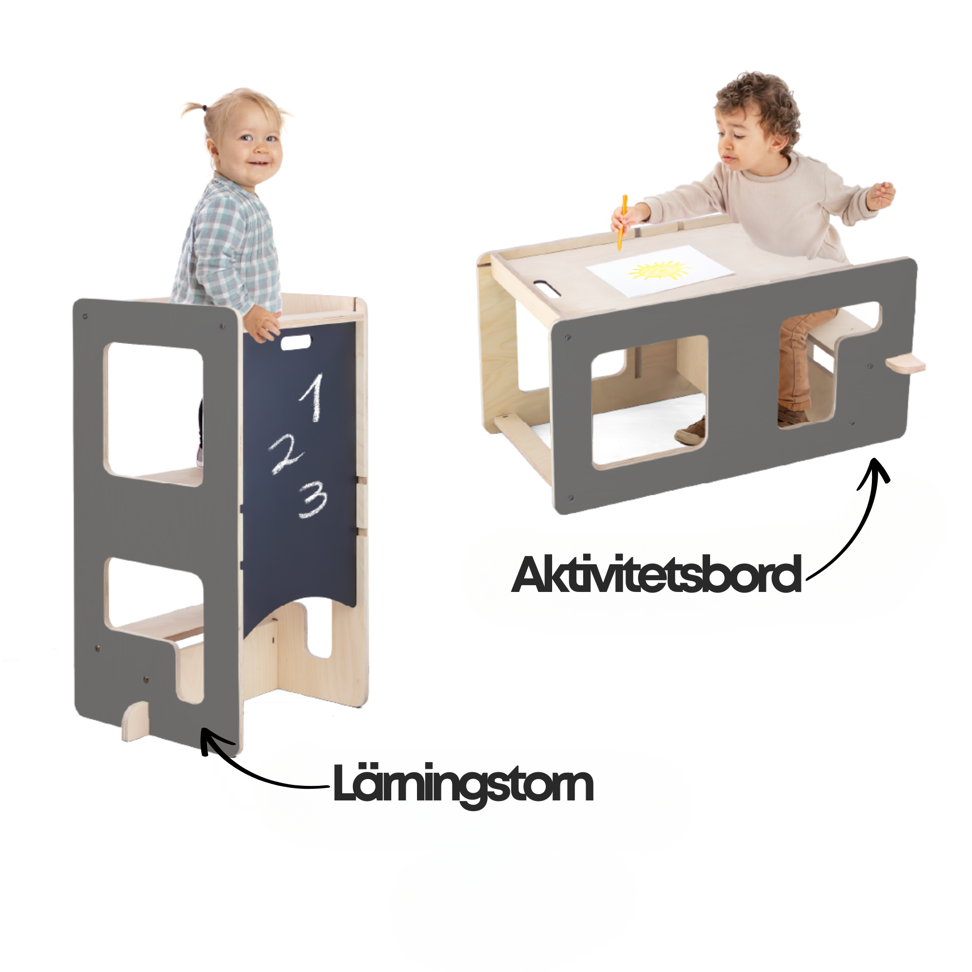 Kule Flip, grå – Flexibel köks- och aktivitetsplattform