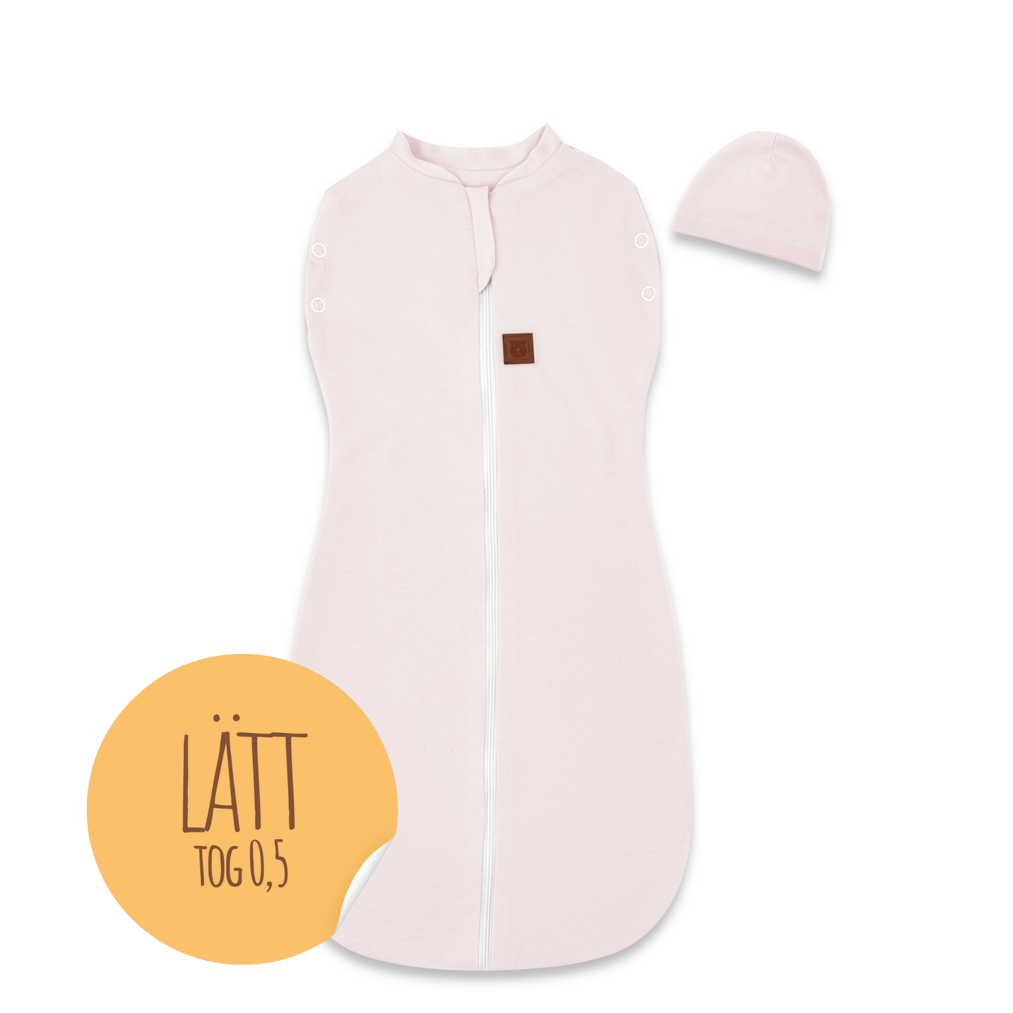 MimiNu Swaddle-sovsäck med mössa, Powder Pink