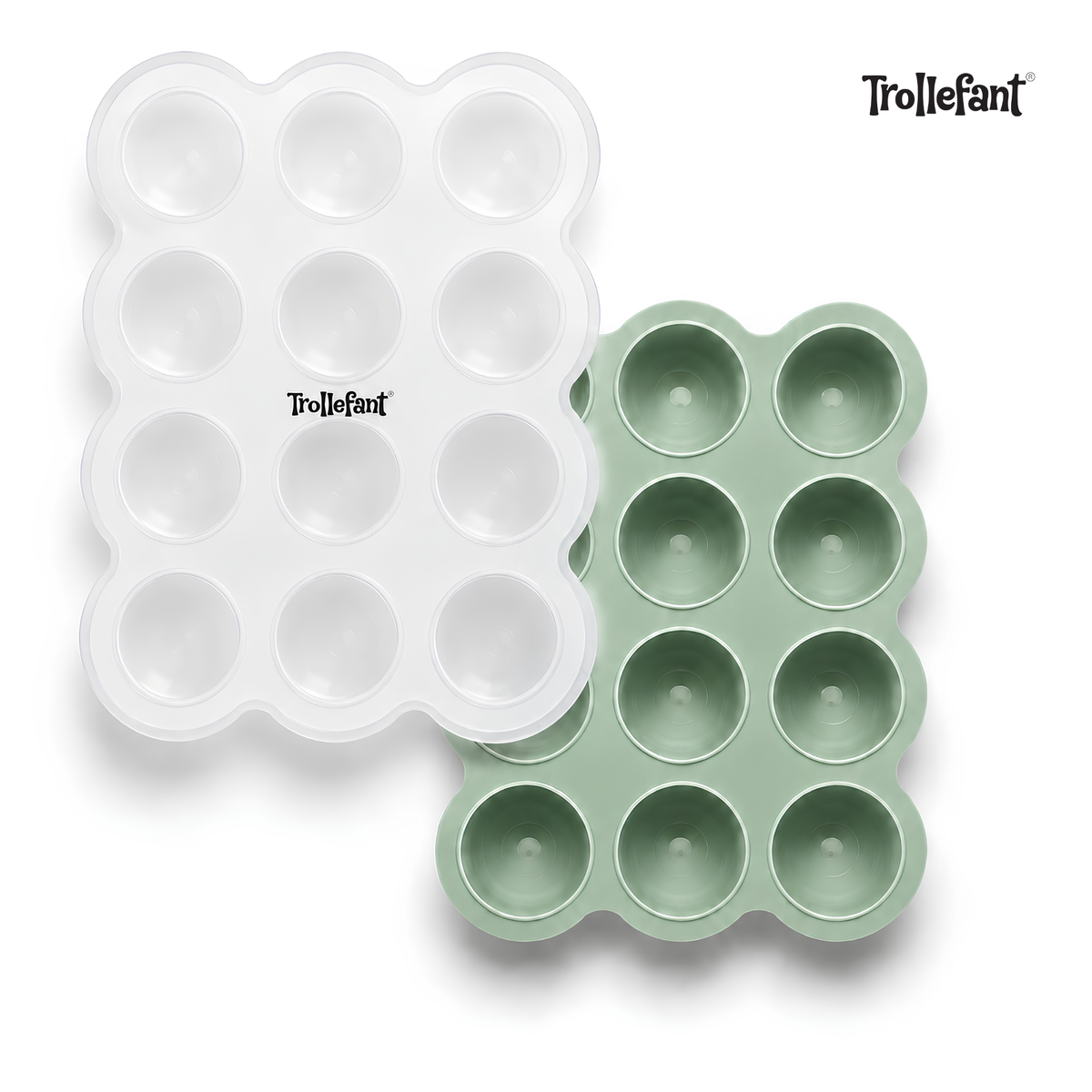 Trollefant Frysform med Lock, 12x45 ml, Grön