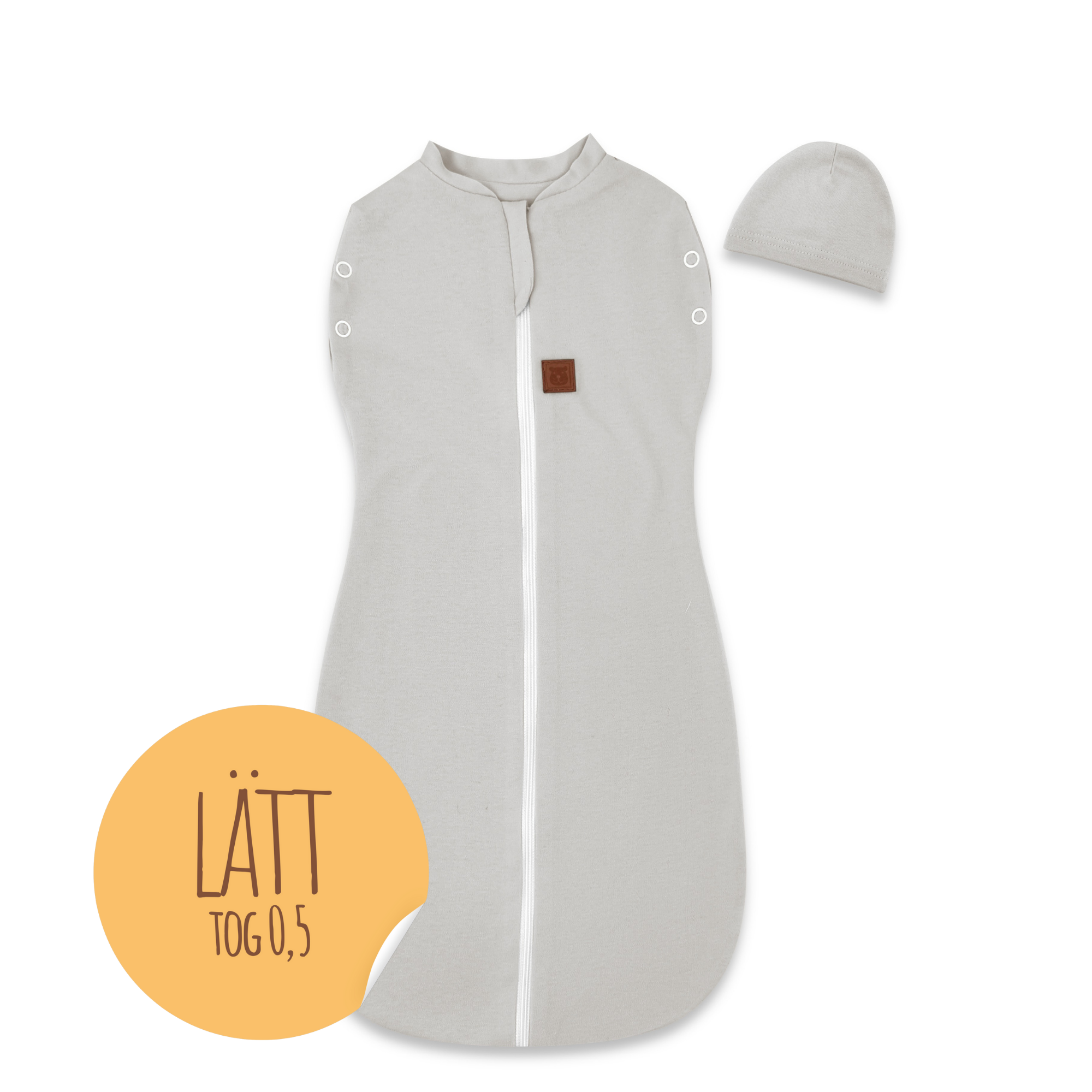 MimiNu Swaddle-sovsäck med mössa, Grey