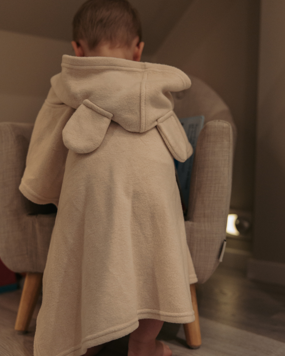 Trollefant Lyxig Badponcho – Bambumaterial, beige