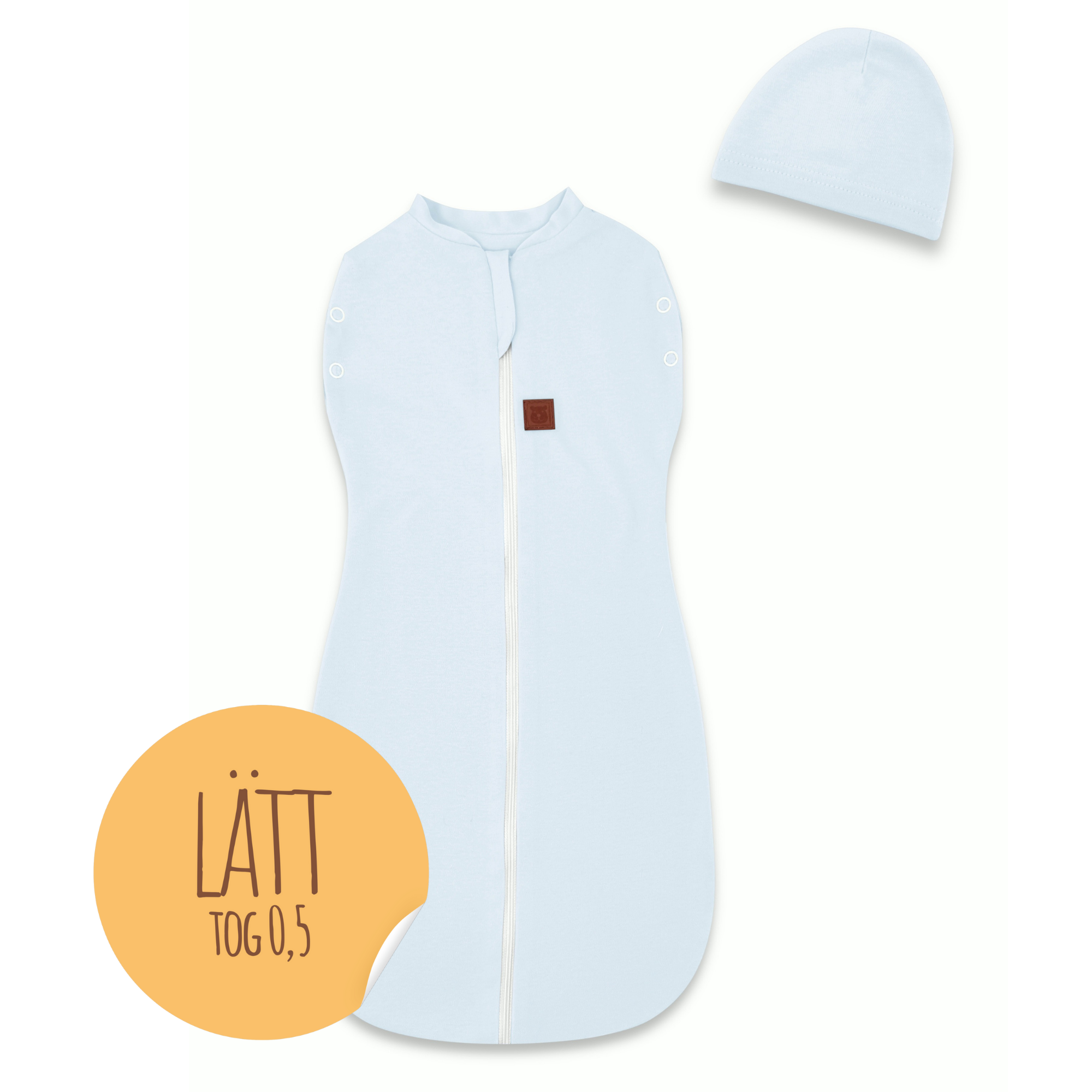 MimiNu Swaddle-sovsäck med mössa, Baby Blue