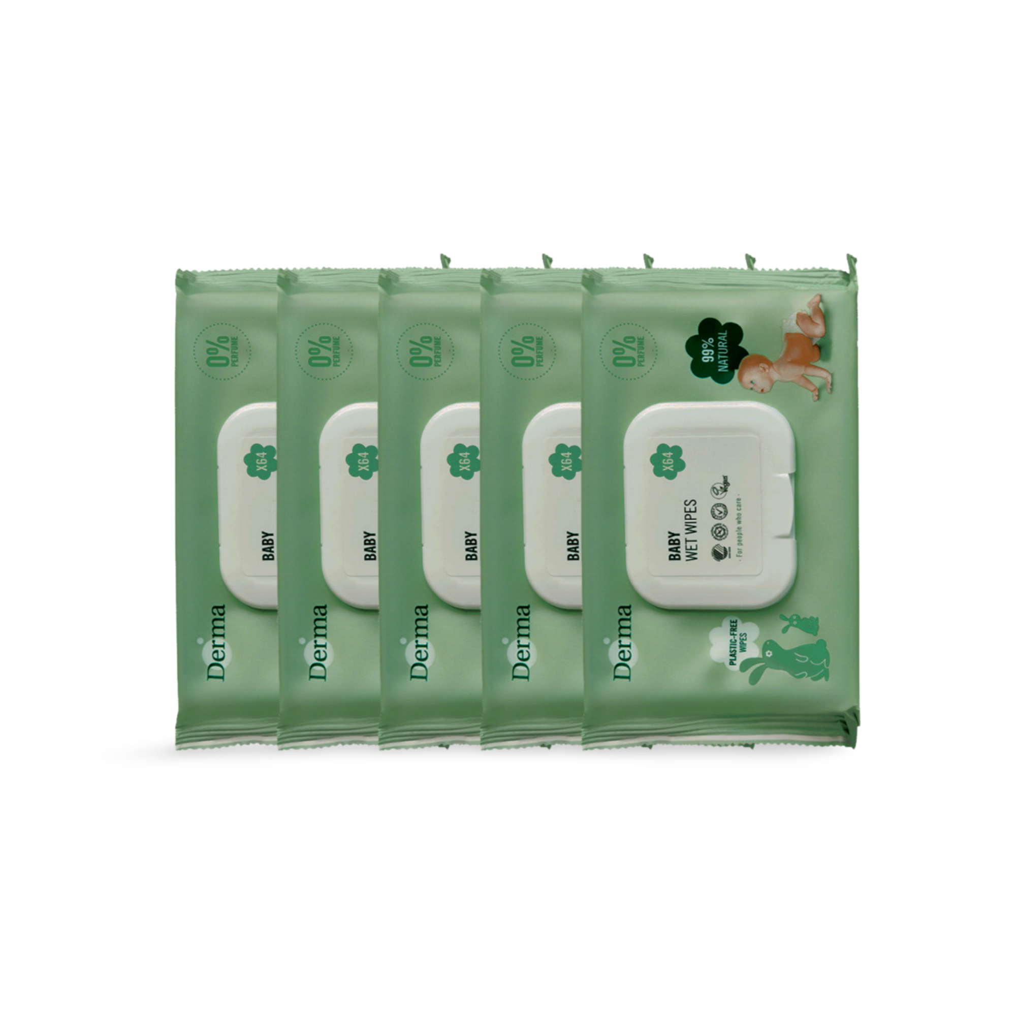 5 x Derma Baby Våtservetter (64 st)