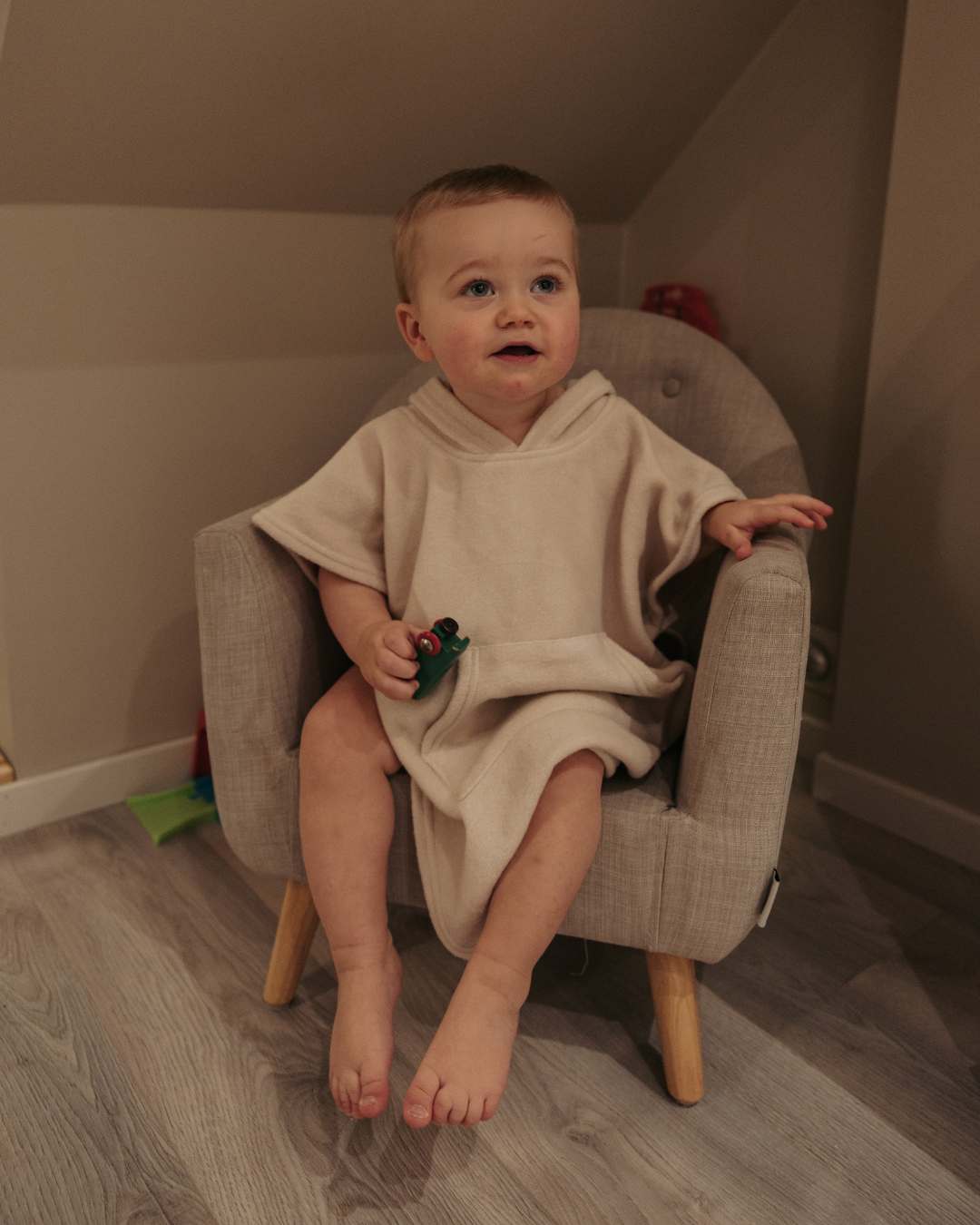 Trollefant Lyxig Badponcho – Bambumaterial, beige