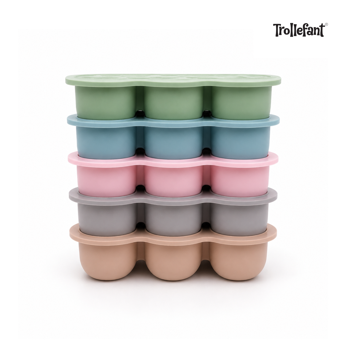 Trollefant Frysform med Lock, 12x45 ml, Grön