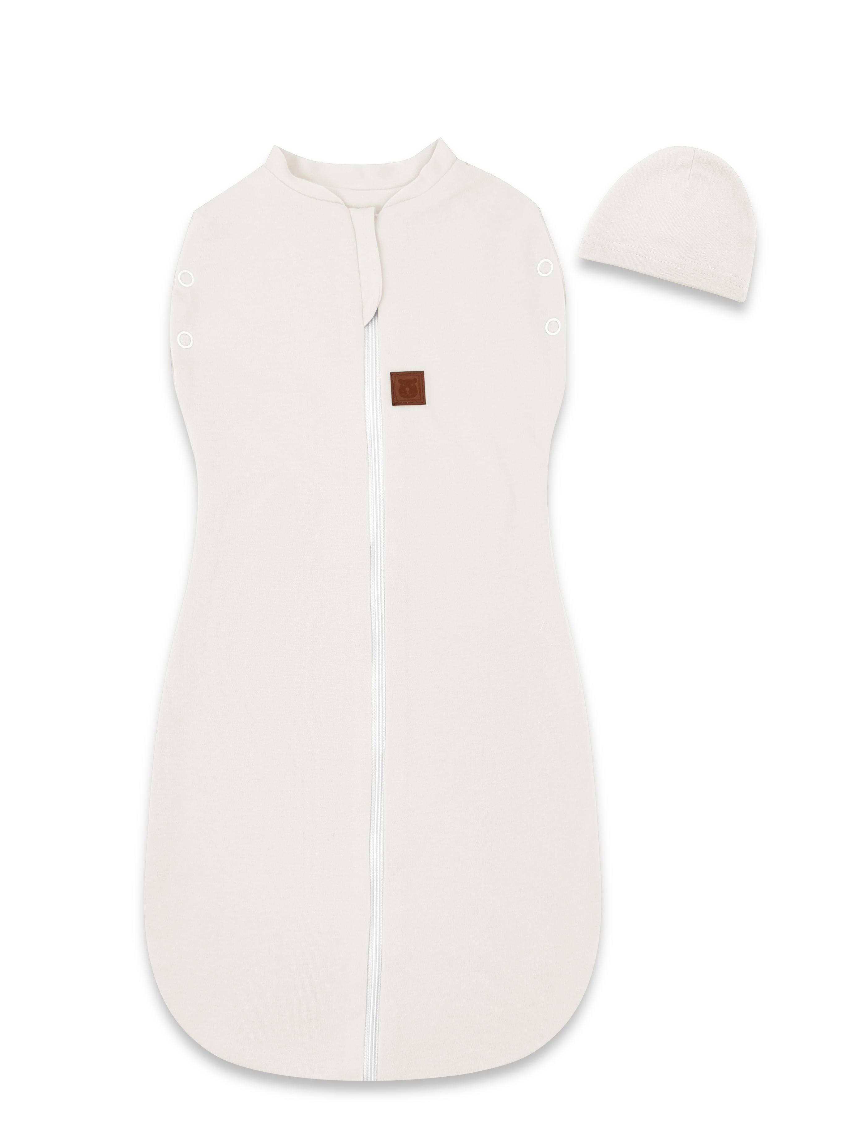 MimiNu Swaddle-sovsäck med mössa, Ecru