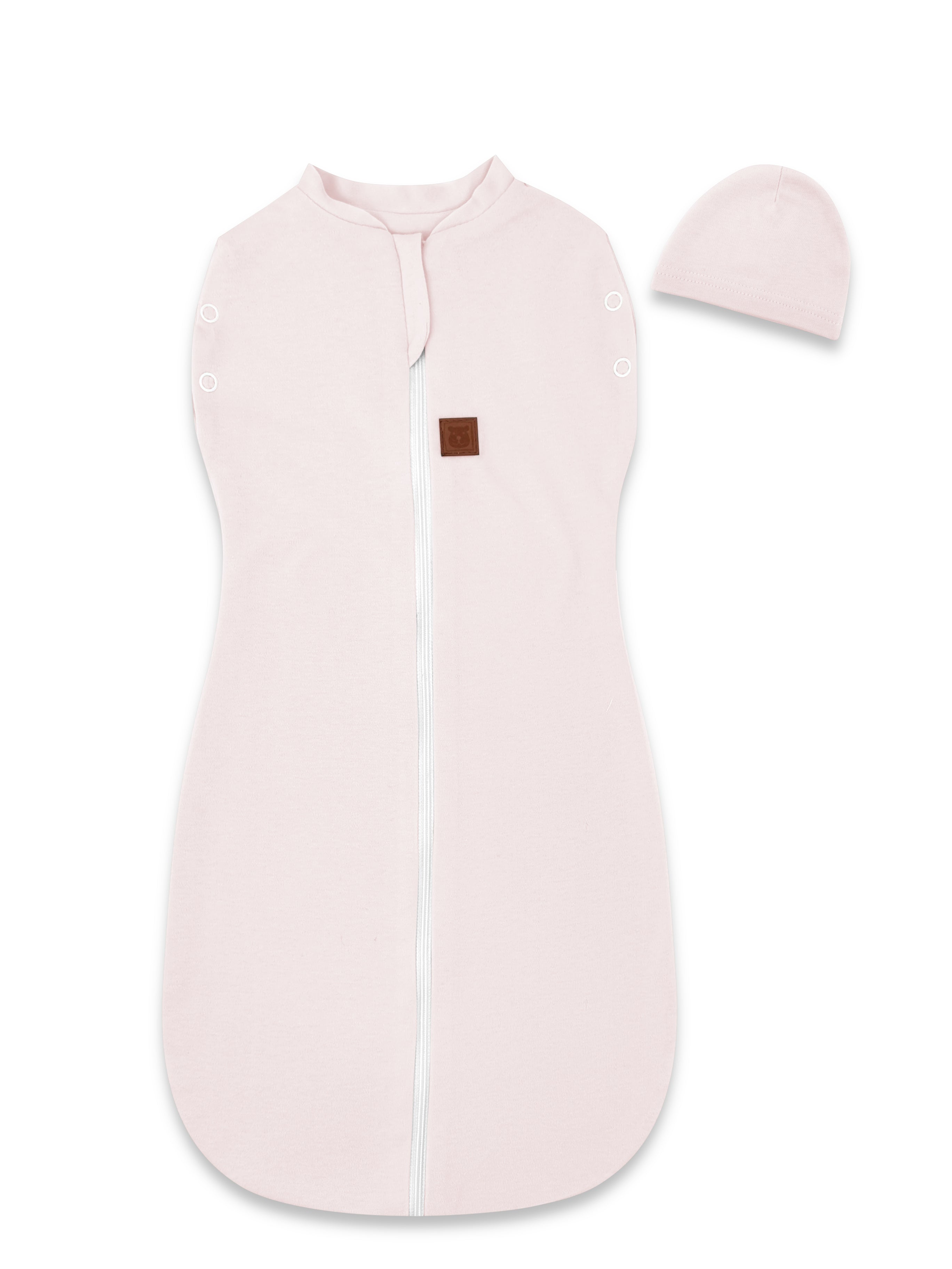 MimiNu Swaddle-sovsäck med mössa, Powder Pink