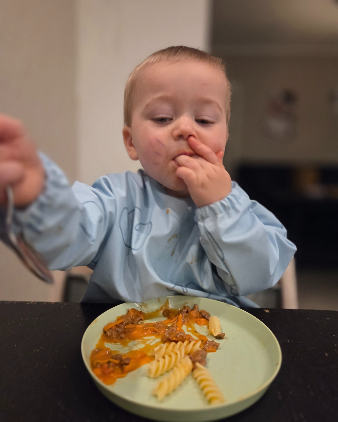 Trollefant Långärmad haklapp för barn 2-pack, blå