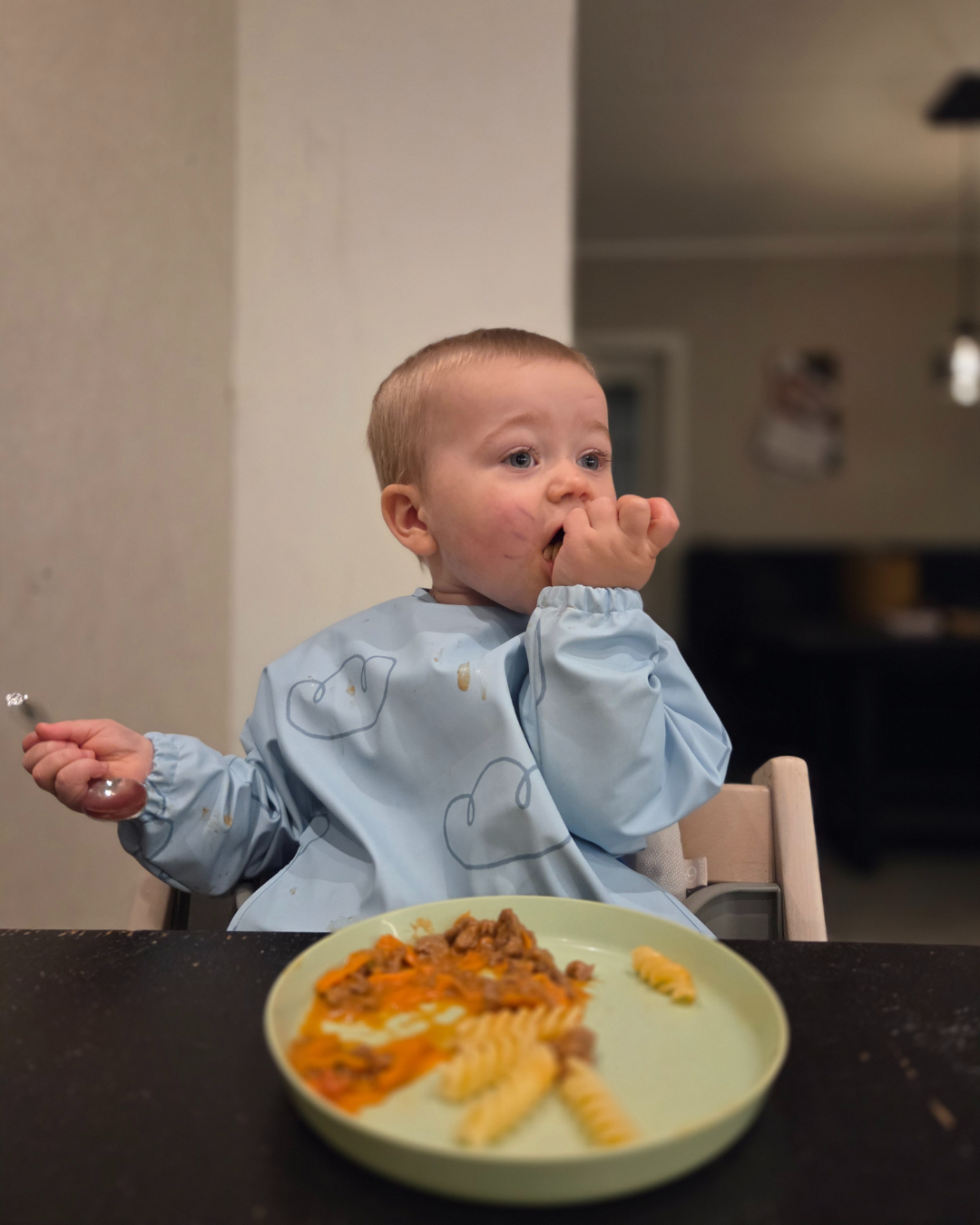 Trollefant Långärmad haklapp för barn 2-pack, blå