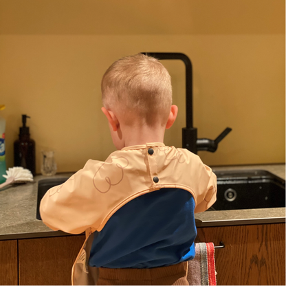 Trollefant Långärmad haklapp för barn 2-pack, beige