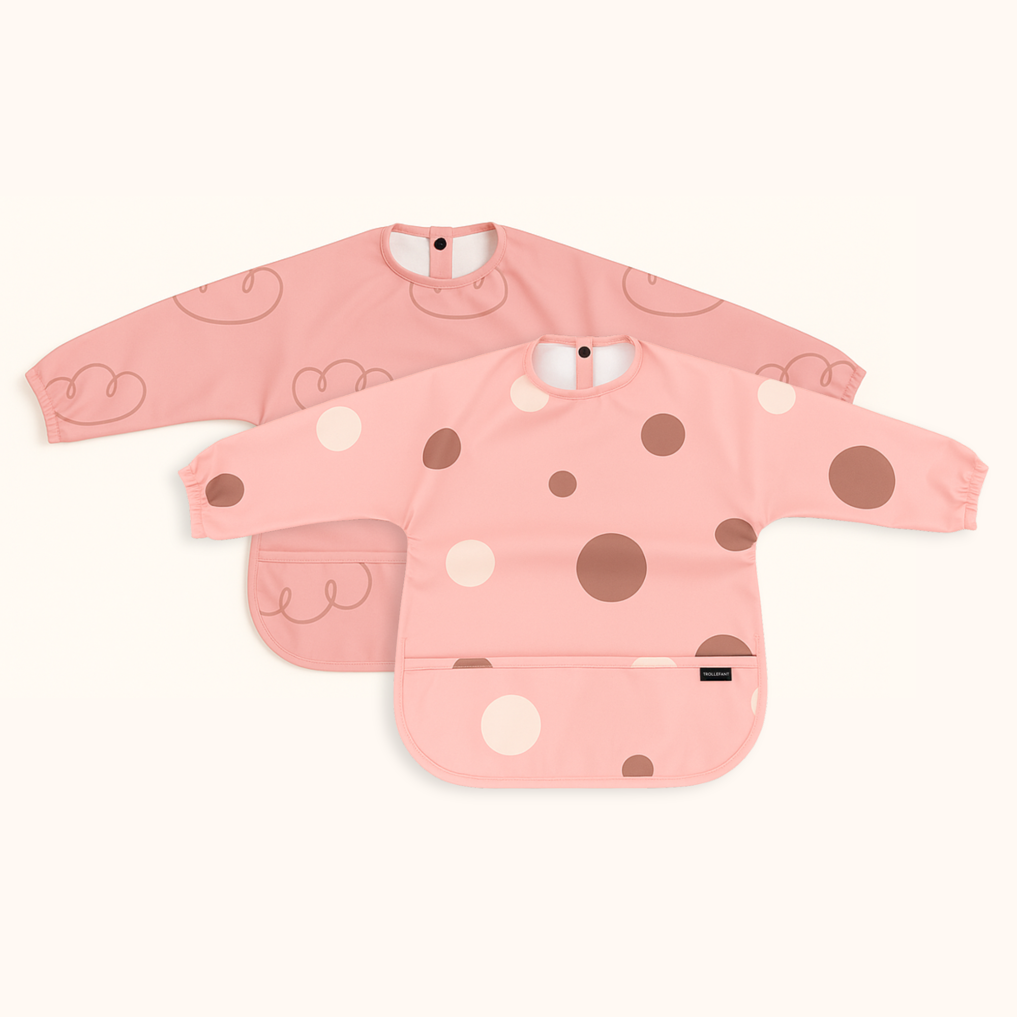 Trollefant Långärmad haklapp för barn 2-pack, rosa