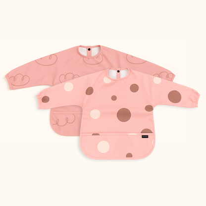 Trollefant Långärmad haklapp för barn 2-pack, rosa