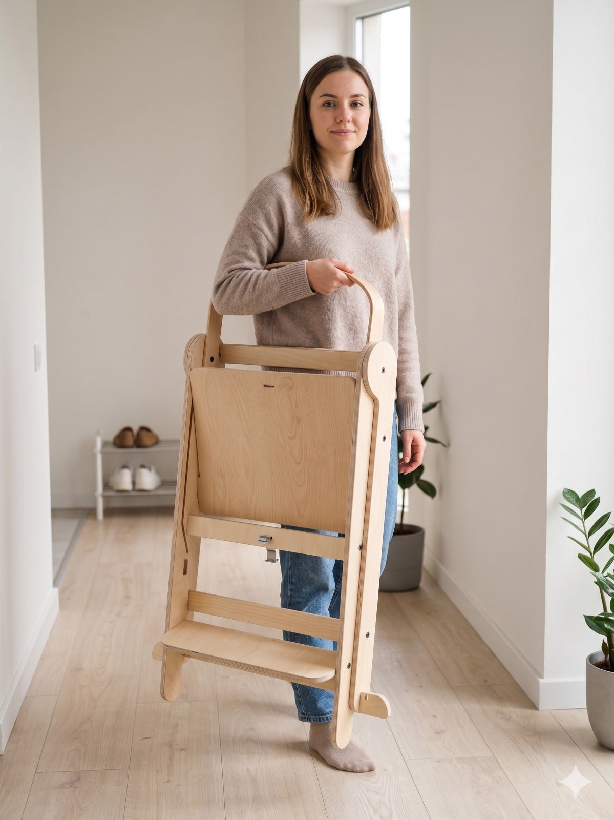 Tower Fold Twin – Flexibel, hopfällbar kökshjälp, natur