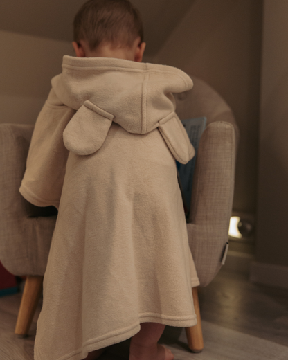 Trollefant Lyxig Badponcho – Bambumaterial, beige