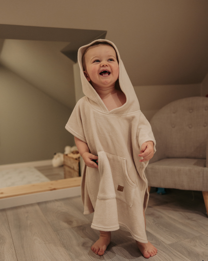 Trollefant Lyxig Badponcho – Bambumaterial, beige