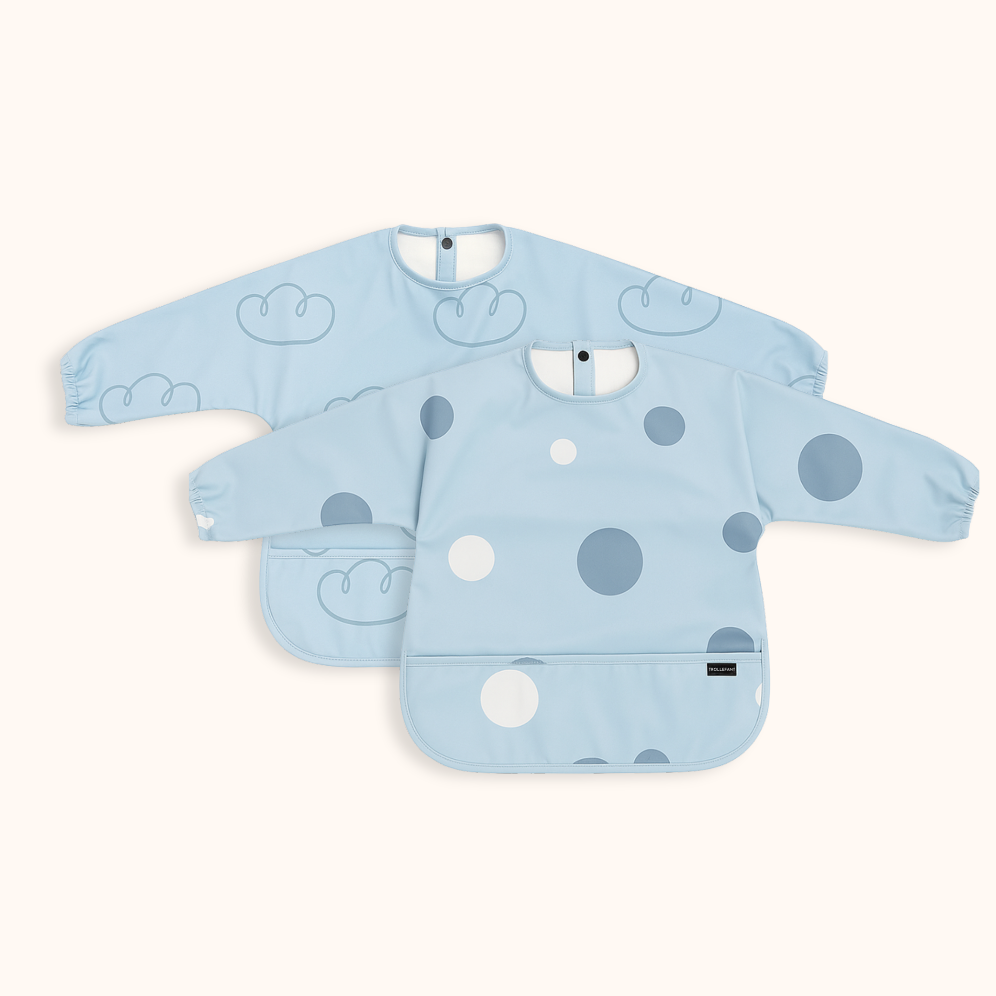 Trollefant Långärmad haklapp för barn 2-pack, blå