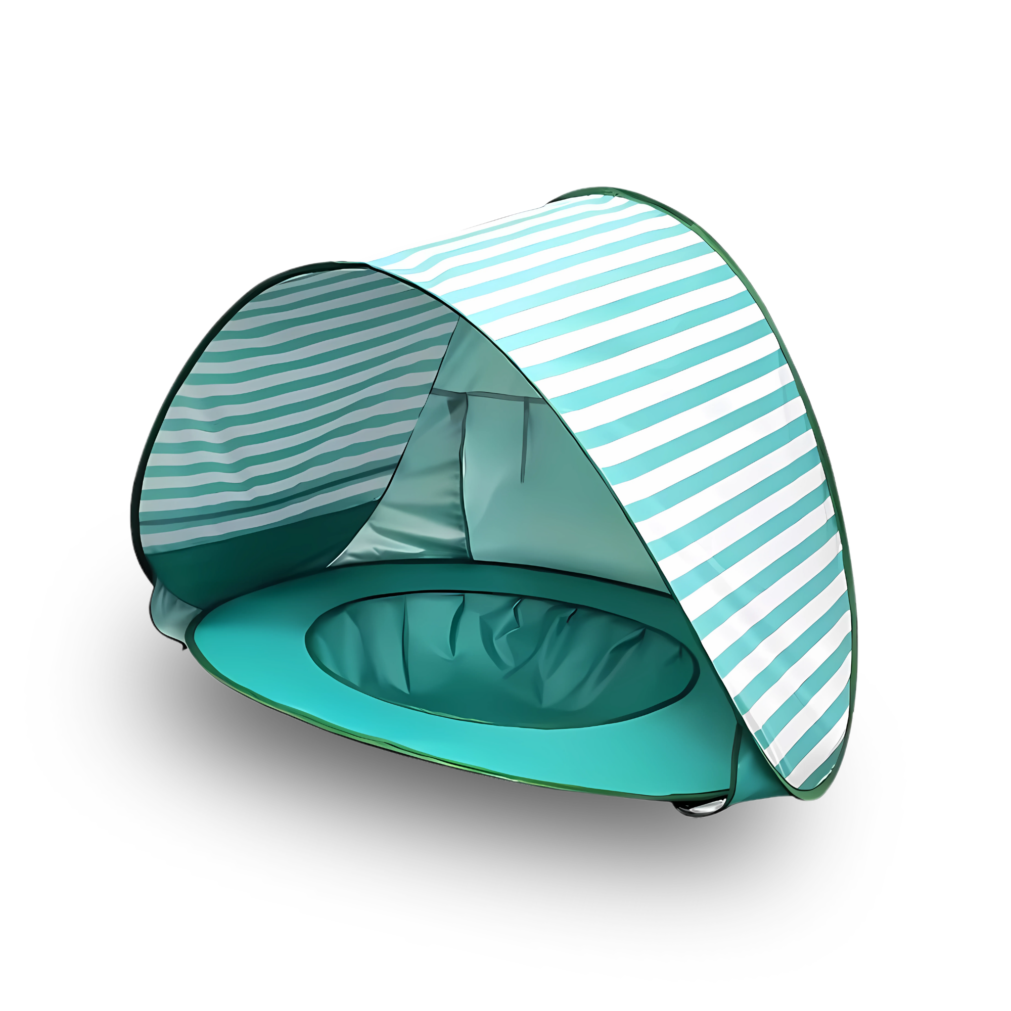 Popup strandtält med inbyggd plaskpool, grön